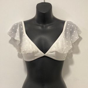 Ella Moss White Bikini Top with Overlay Size Small